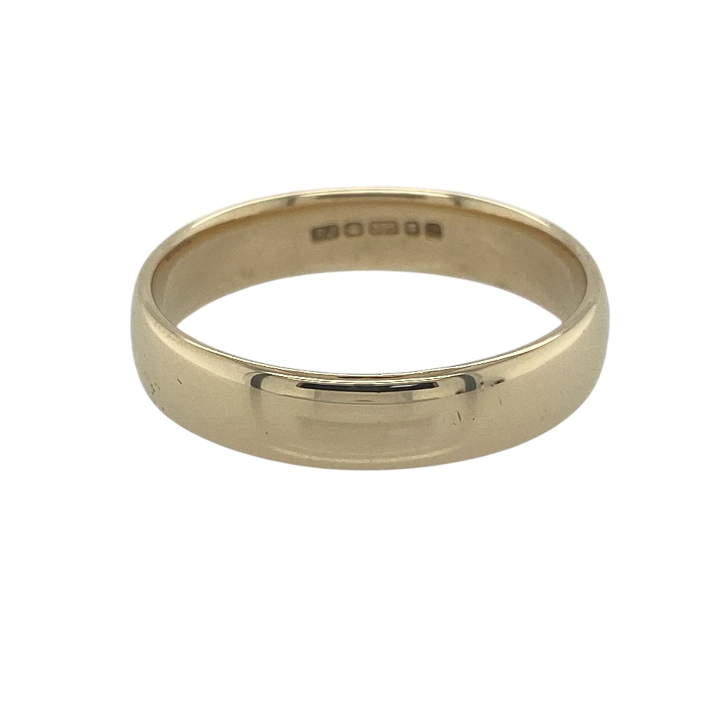 Classic, timeless, and beautifully crafted, this pre-owned 9ct yellow gold wedding band ring is a traditional symbol of love and commitment. With its wider profile and polished finish, it offers enduring style and comfortable everyday wear.

Design: The ring features a classic wedding band profile with a smooth, polished finish and clean, understated lines. Measuring approximately 5mm in width, it provides a noticeable yet refined appearance that never goes out of fashion.