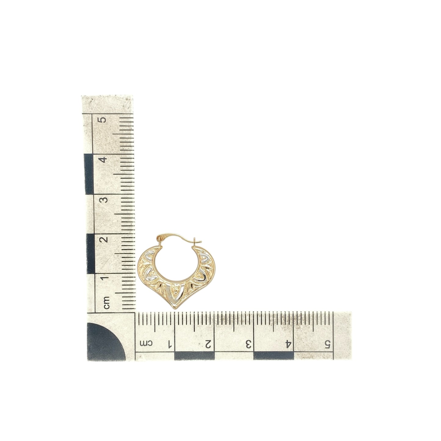 9ct Gold Patterned Heart Creole Earrings