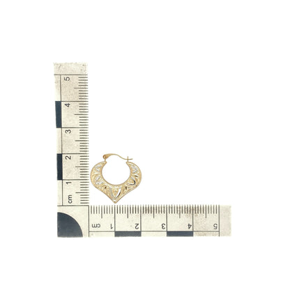 9ct Gold Patterned Heart Creole Earrings