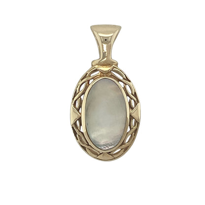 9ct Gold & Mother of Pearl Oval Pendant