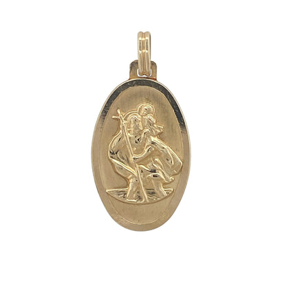 9ct Gold Oval St Christopher Pendant