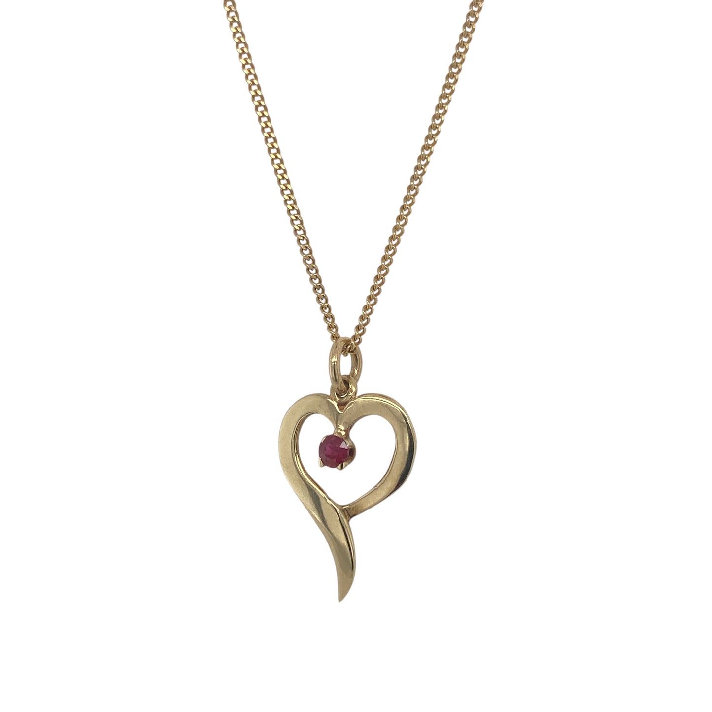 9ct Gold & Ruby Open Heart 18" Necklace