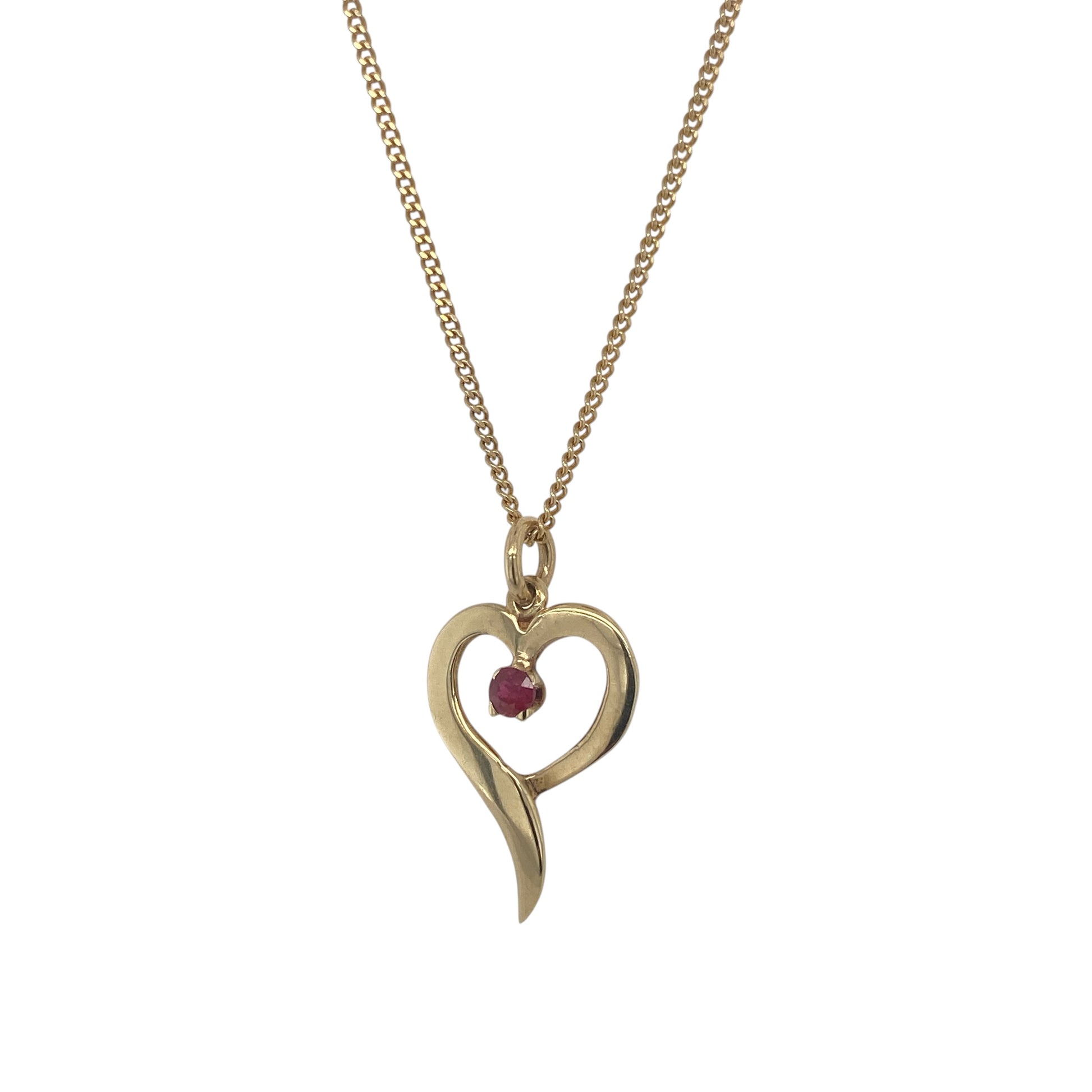 9ct Gold & Ruby Open Heart 18" Necklace