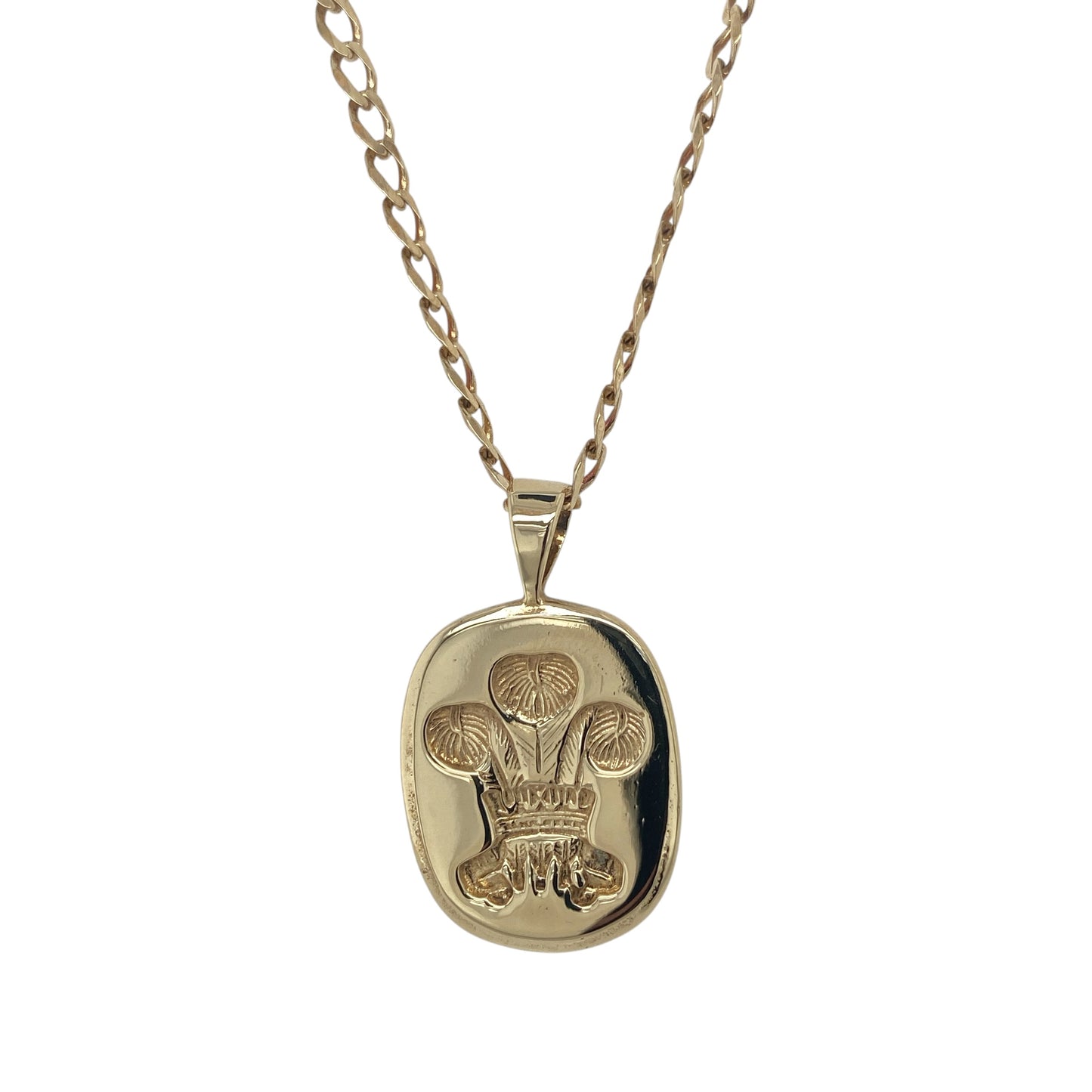 9ct Gold Welsh Three Feathers 18" Necklace