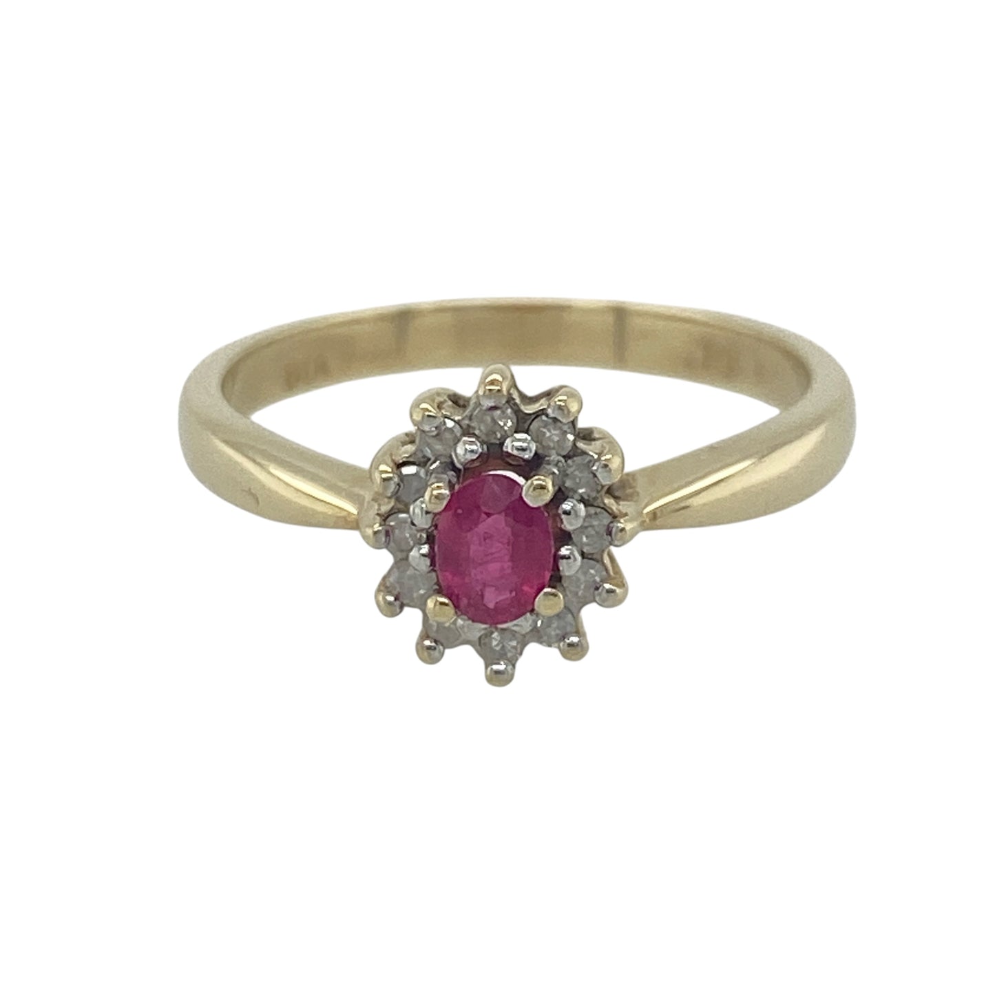 9ct Gold Diamond & Ruby Cluster Ring