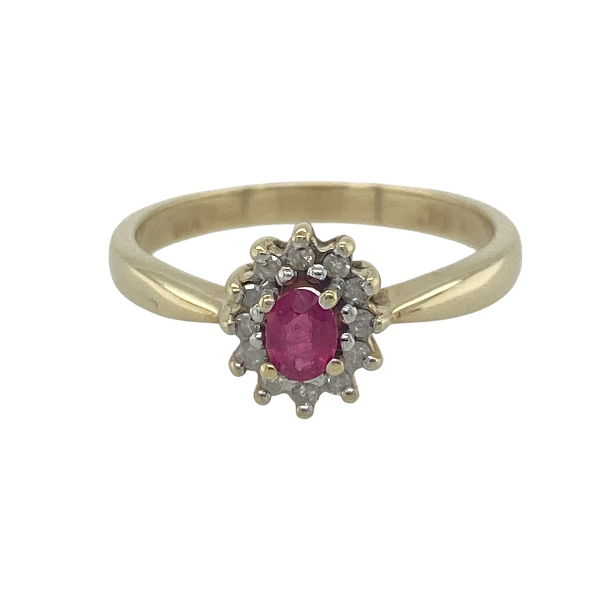 9ct Gold Diamond & Ruby Cluster Ring