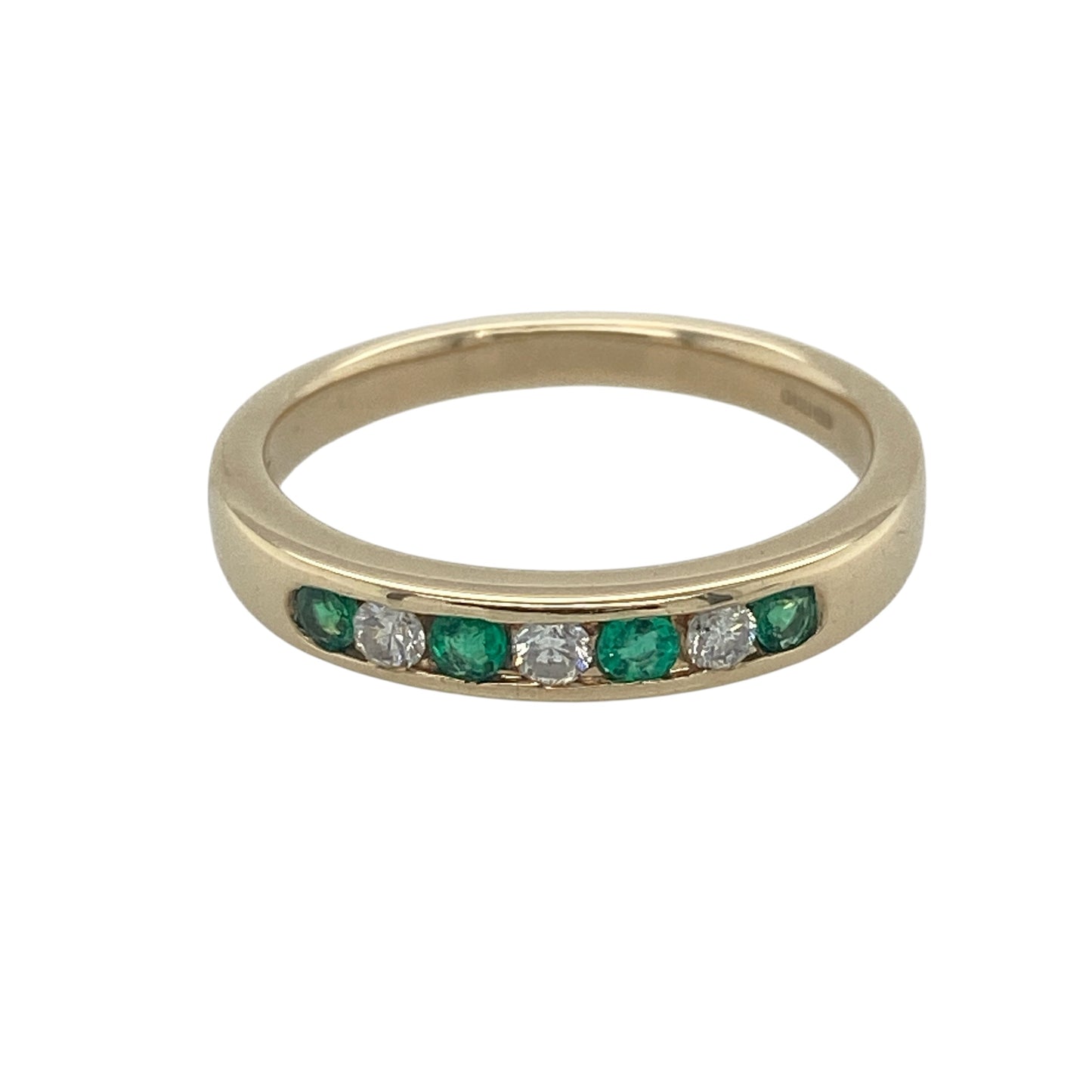 9ct Gold Diamond & Emerald Band Ring