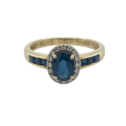 9ct Gold Diamond & Sapphire Cluster Ring