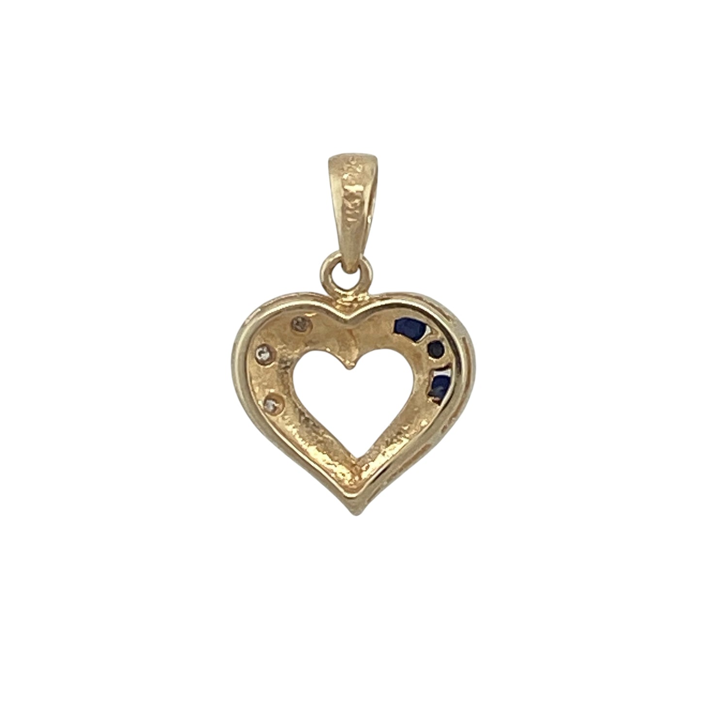 Delicate and meaningful, this pre-owned 9ct yellow gold diamond and sapphire open heart pendant beautifully combines timeless symbolism with elegant gemstone detail. Featuring sparkling diamonds and rich blue sapphires within a graceful heart design, it is a charming piece perfect for everyday wear or gifting.

Design: The pendant features a classic open heart design, symbolising love, affection, and lasting connection.
