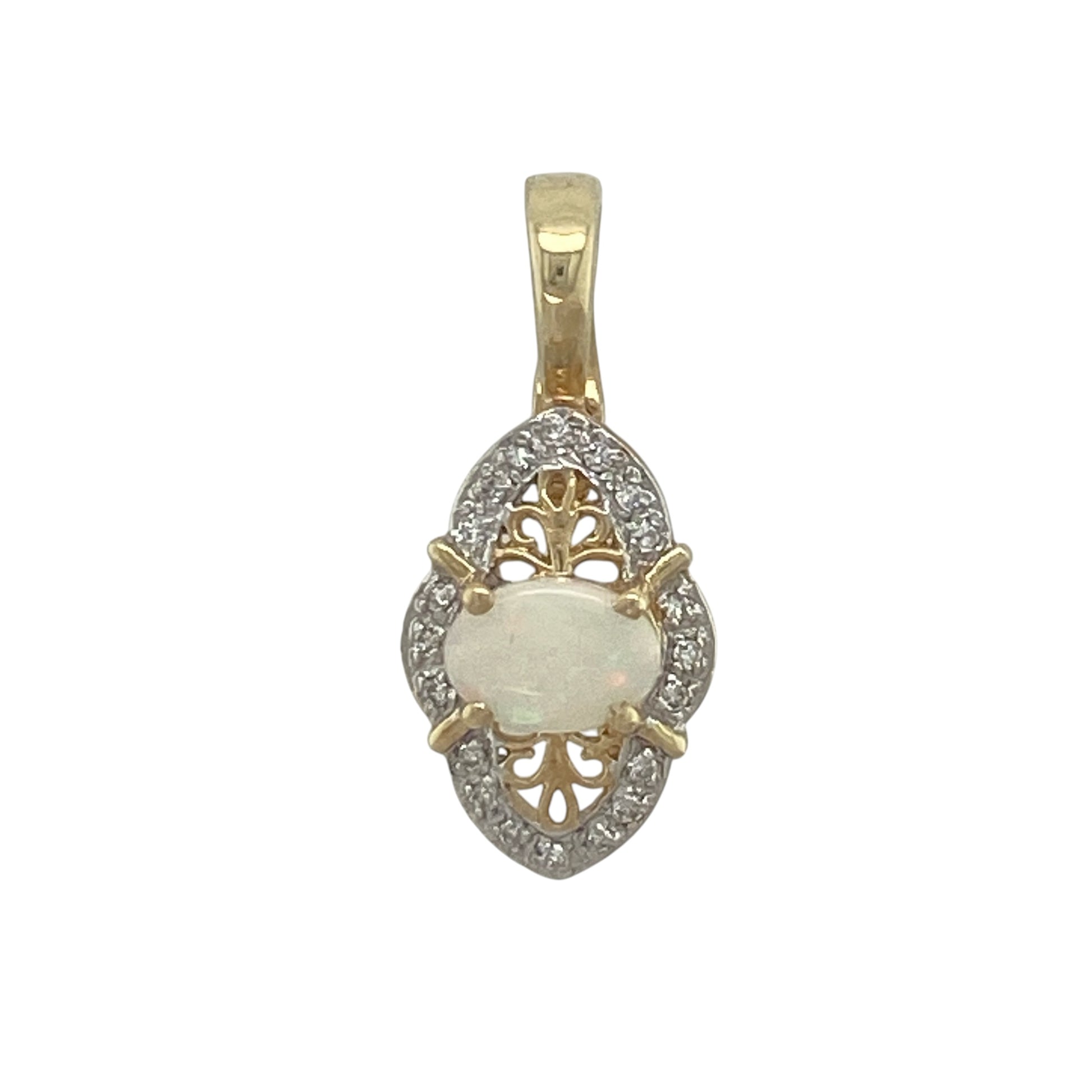 9ct Gold Diamond & Opalique Pendant