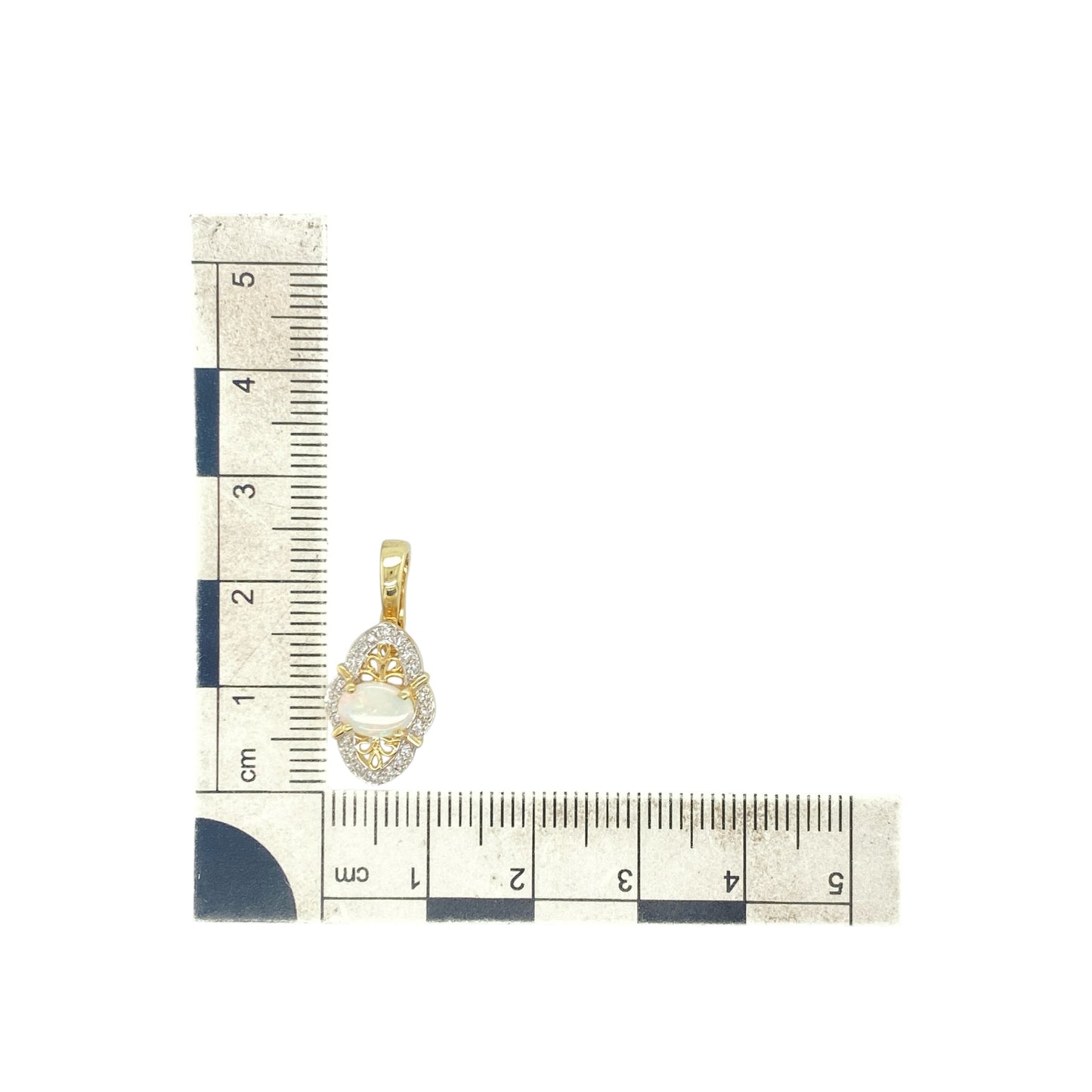 9ct Gold Diamond & Opalique Pendant