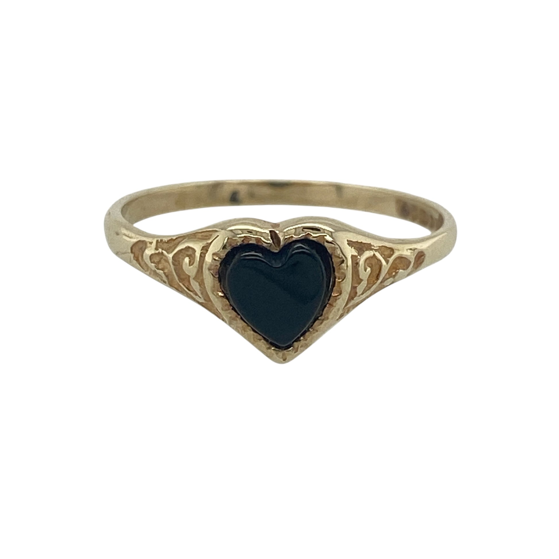9ct Gold & Onyx Heart Signet Ring