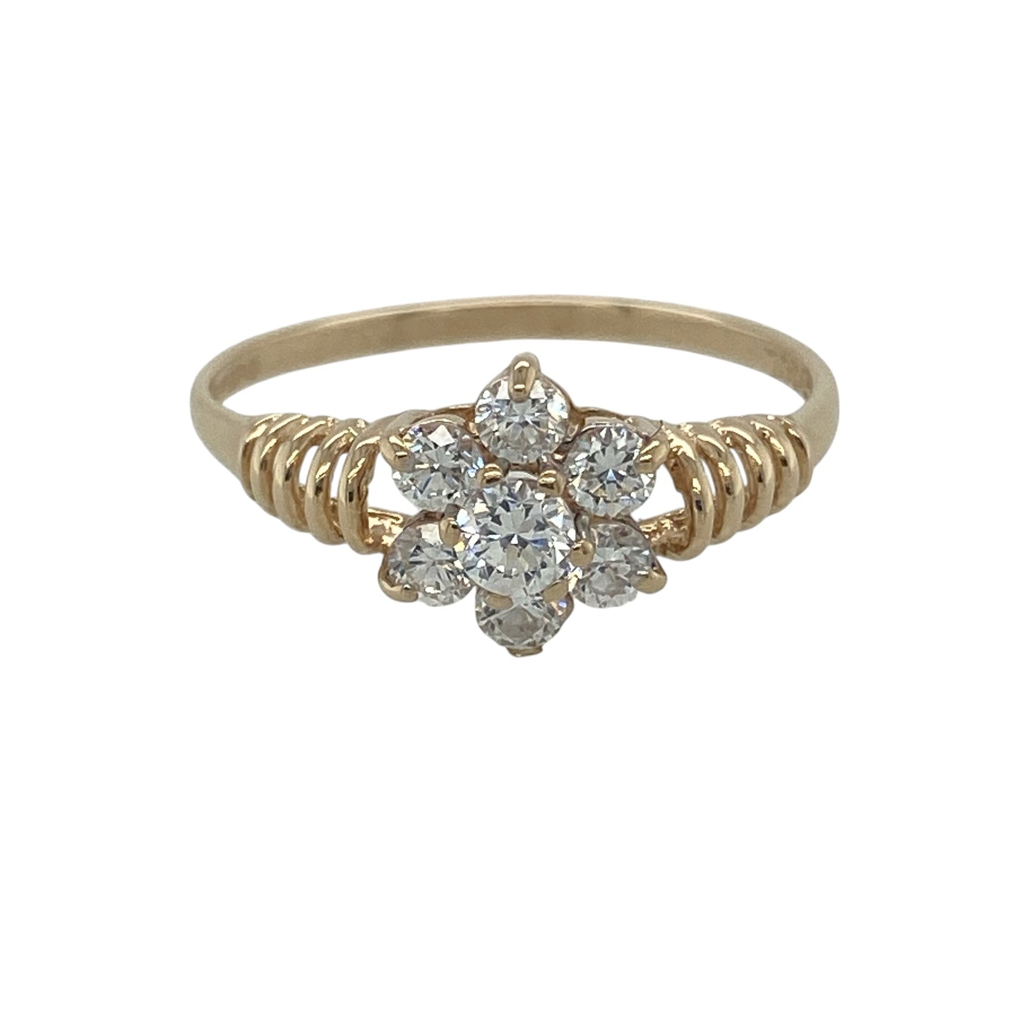 9ct Gold & Cubic Zirconia Flower Cluster Ring
