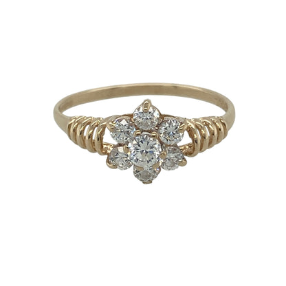 9ct Gold & Cubic Zirconia Flower Cluster Ring