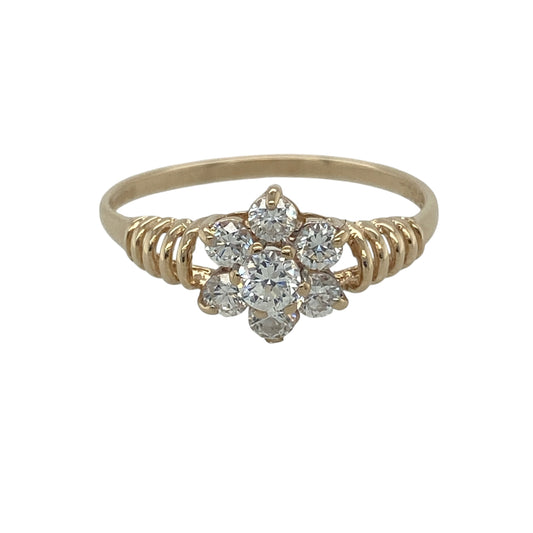 9ct Gold & Cubic Zirconia Flower Cluster Ring