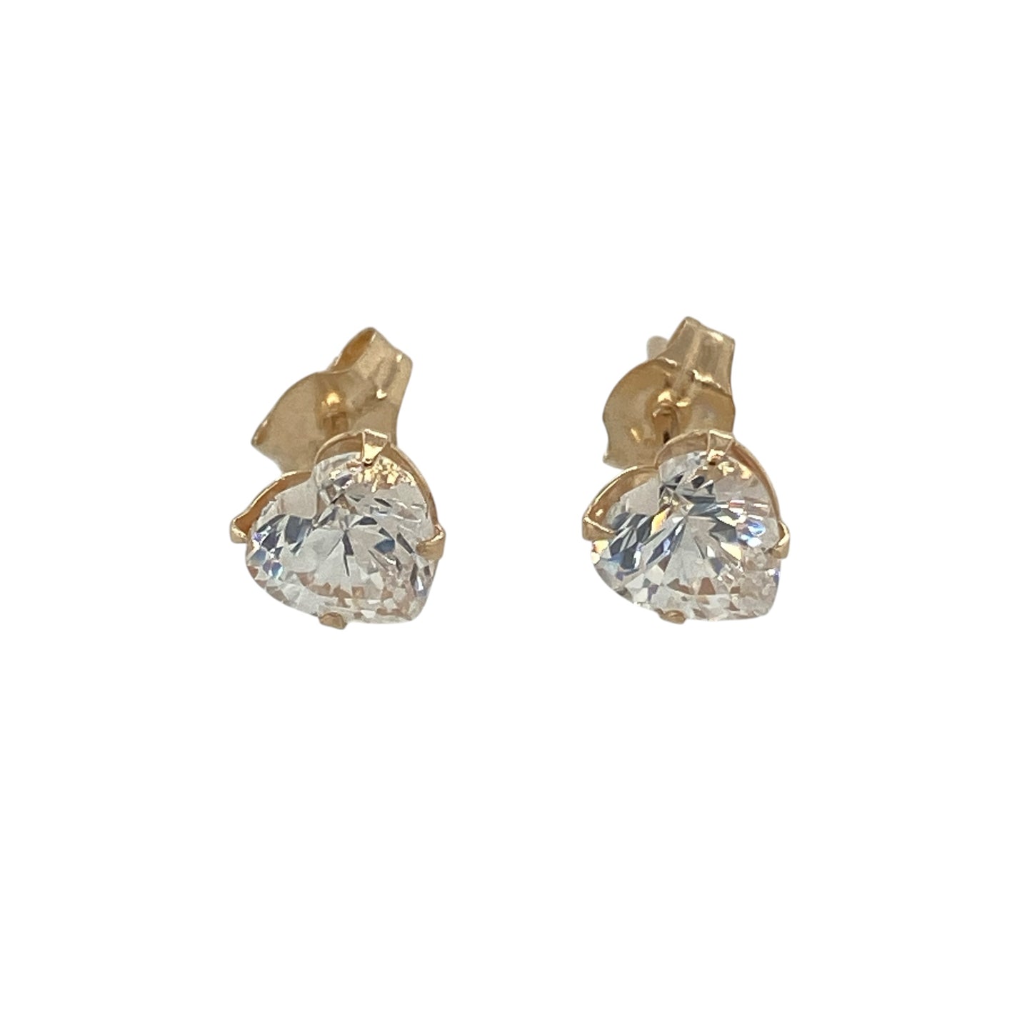 Sweet and sparkling, these pre-owned 9ct yellow gold cubic zirconia heart stud earrings are a timeless expression of love and elegance. Featuring brilliant heart-shaped cubic zirconia stones, they are perfect for everyday wear or as a thoughtful gift for someone special.

Design: Each earring showcases a classic heart-shaped cubic zirconia, creating a romantic and feminine design that never goes out of style. Their simple stud setting makes them versatile enough for both everyday wear and special occasions.