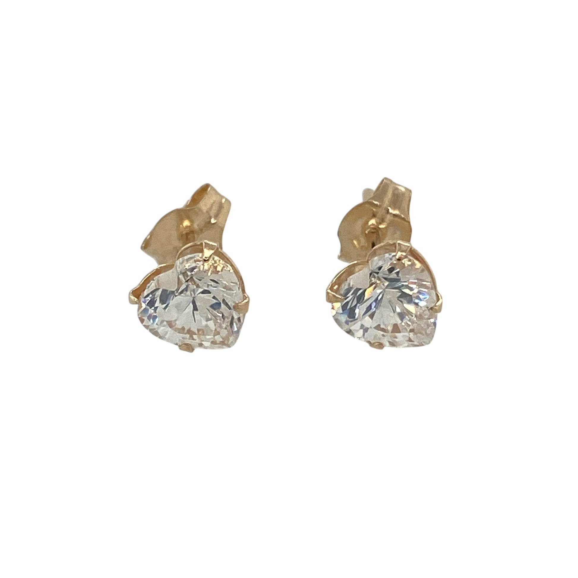 Sweet and sparkling, these pre-owned 9ct yellow gold cubic zirconia heart stud earrings are a timeless expression of love and elegance. Featuring brilliant heart-shaped cubic zirconia stones, they are perfect for everyday wear or as a thoughtful gift for someone special.

Design: Each earring showcases a classic heart-shaped cubic zirconia, creating a romantic and feminine design that never goes out of style. Their simple stud setting makes them versatile enough for both everyday wear and special occasions.