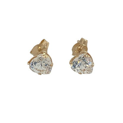 Sweet and sparkling, these pre-owned 9ct yellow gold cubic zirconia heart stud earrings are a timeless expression of love and elegance. Featuring brilliant heart-shaped cubic zirconia stones, they are perfect for everyday wear or as a thoughtful gift for someone special.

Design: Each earring showcases a classic heart-shaped cubic zirconia, creating a romantic and feminine design that never goes out of style. Their simple stud setting makes them versatile enough for both everyday wear and special occasions.