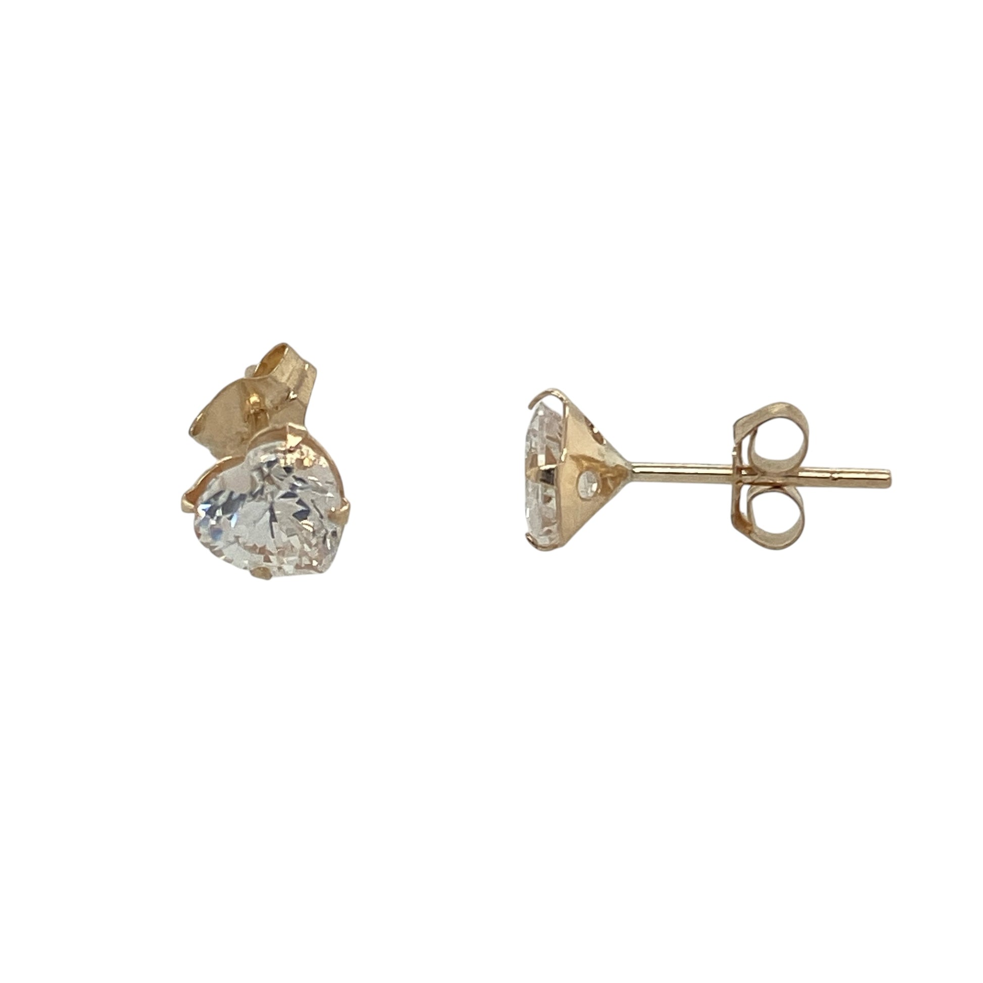 9ct Gold & Cubic Zirconia Heart Stud Earrings