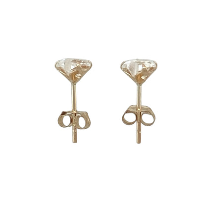 9ct Gold & Cubic Zirconia Heart Stud Earrings