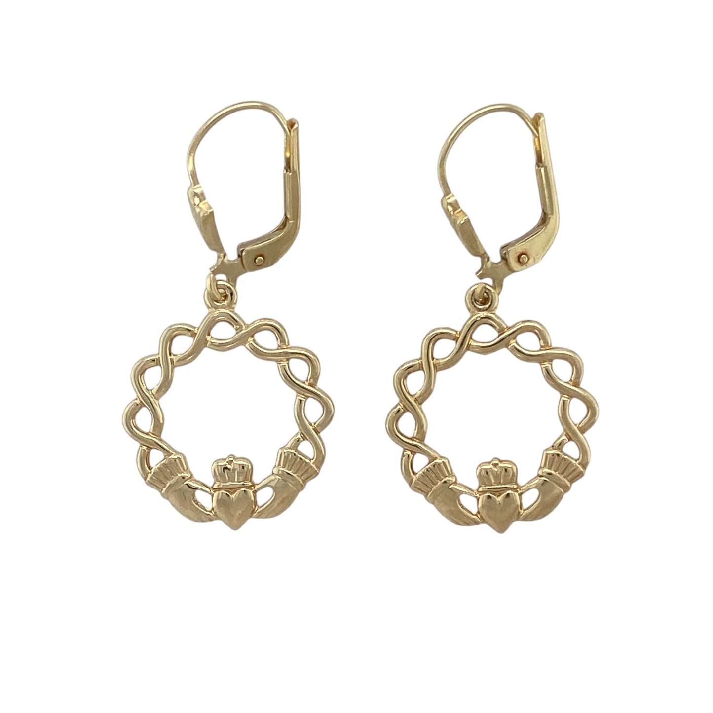14ct Gold Claddagh Drop Earrings