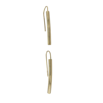 Modern and elegant, these pre-owned 9ct yellow gold curved bar drop earrings offer a contemporary take on classic gold jewellery. Their sleek curved design creates graceful movement and understated sophistication, making them an ideal accessory for both everyday wear and special occasions.

Design: The earrings feature slender curved bar drops with a smooth, flowing silhouette that creates a stylish and contemporary look.