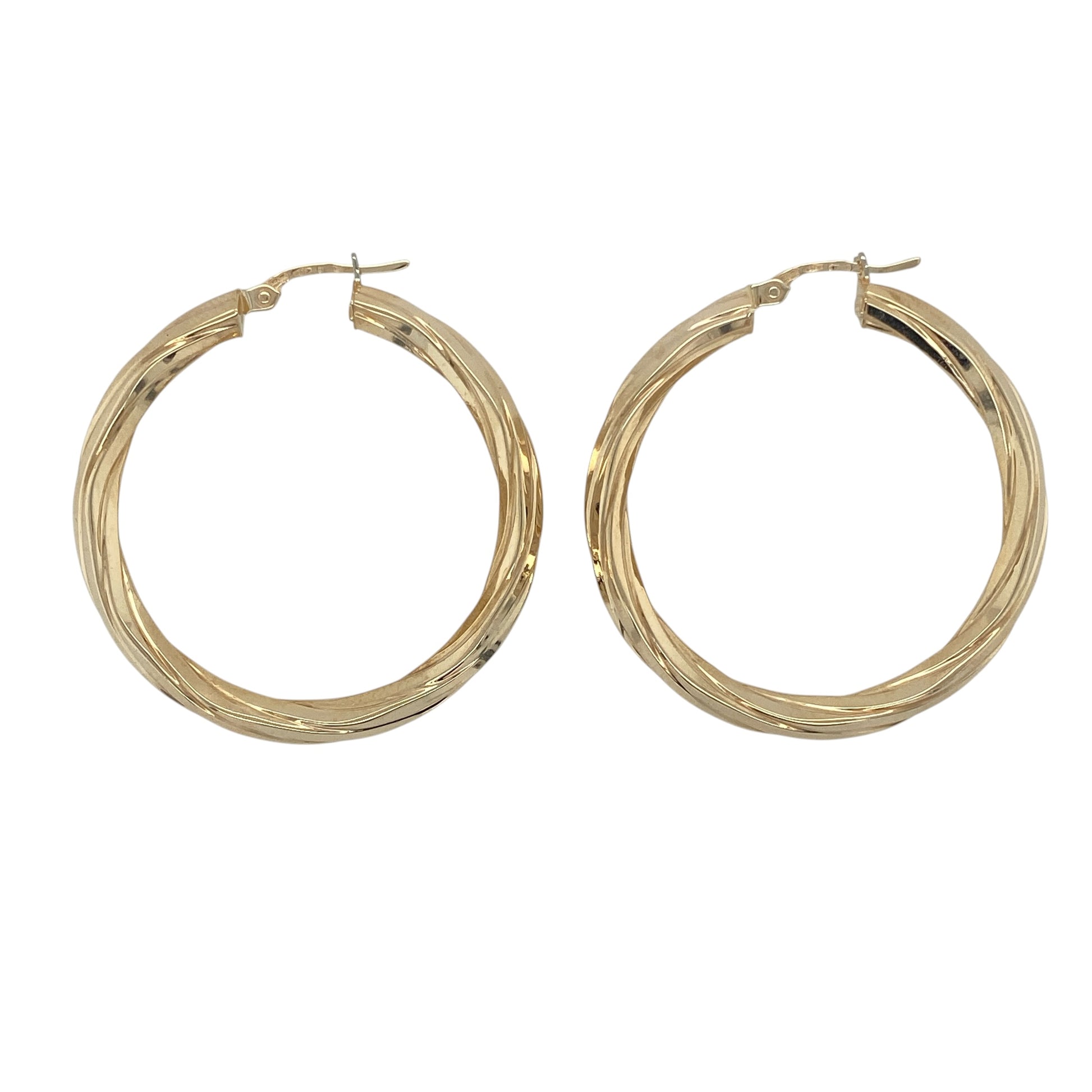 9ct Gold Twisted Hoop Creole Earrings