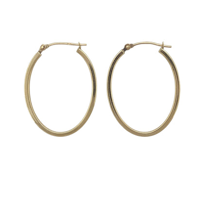 9ct Gold Plain Oval Creole Earrings