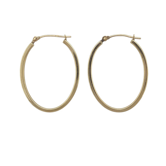 9ct Gold Plain Oval Creole Earrings