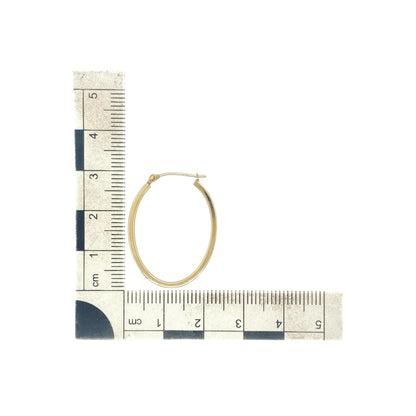 9ct Gold Plain Oval Creole Earrings