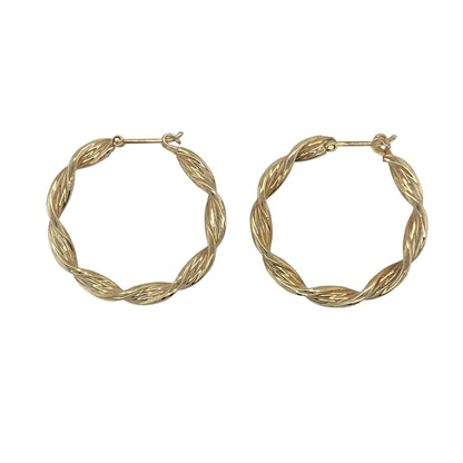 9ct Gold Twisted Hoop Creole Earrings