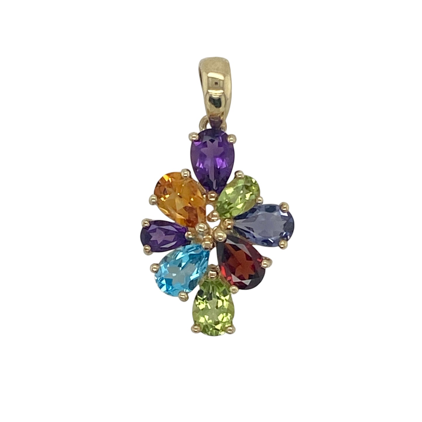 9ct Gold & Gemstone Cluster Pendant