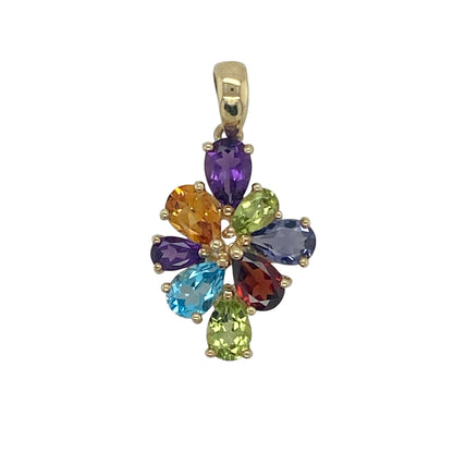 9ct Gold & Gemstone Cluster Pendant