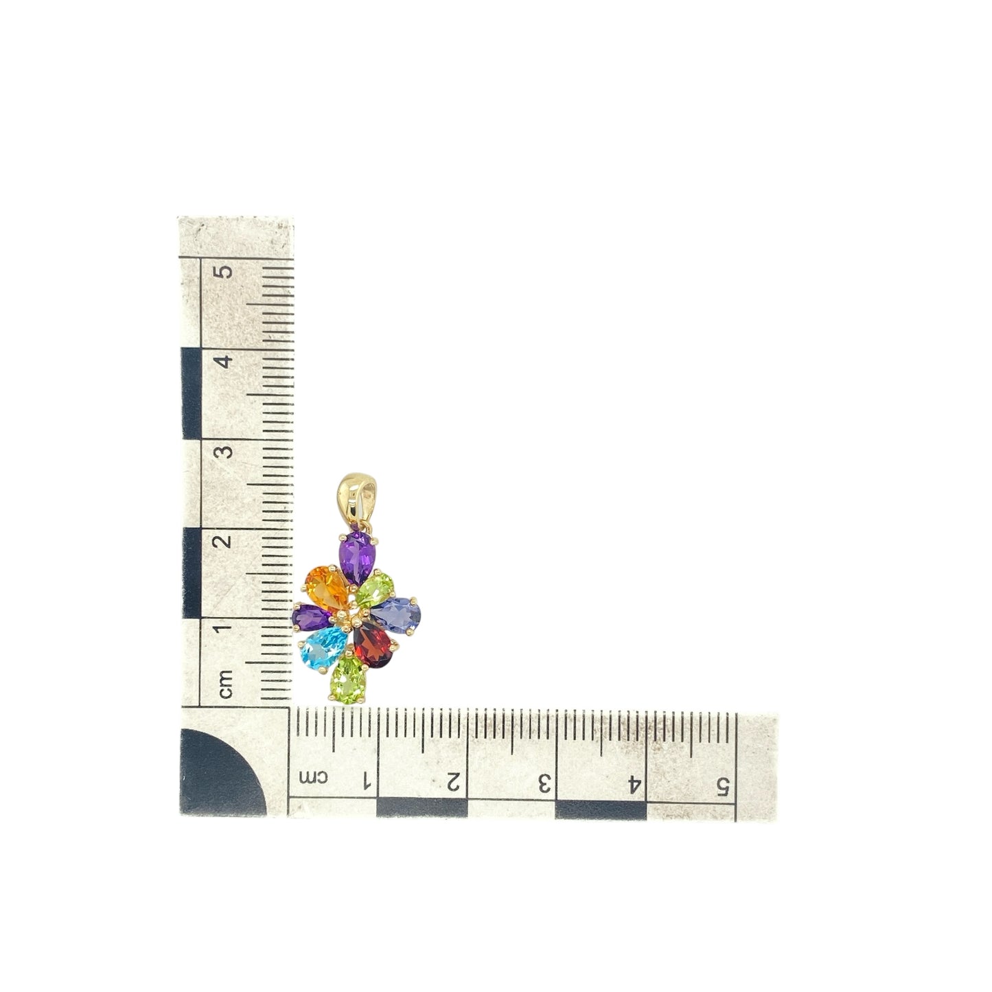 9ct Gold & Gemstone Cluster Pendant