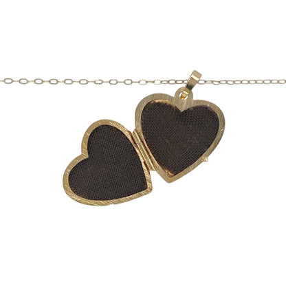 9ct Gold Flower Patterned Heart 16" Necklace