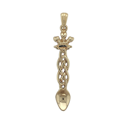 9ct Gold Welsh Three Feathers Lovespoon Celtic Pendant