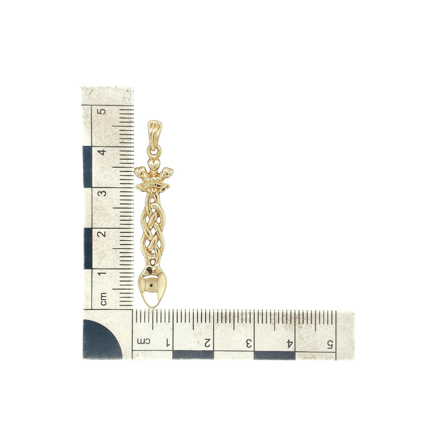 9ct Gold Welsh Three Feathers Lovespoon Celtic Pendant