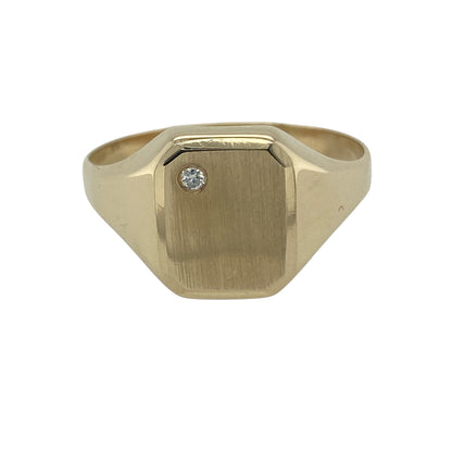 14ct Gold & Diamond Rectangle Signet Ring