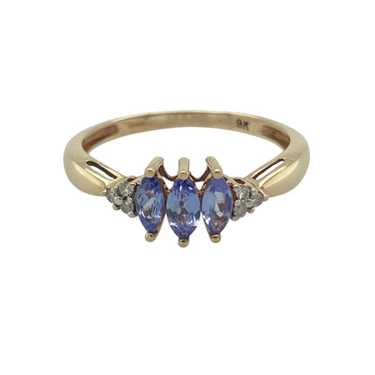 9ct Gold Diamond & Tanzanite Trilogy Ring