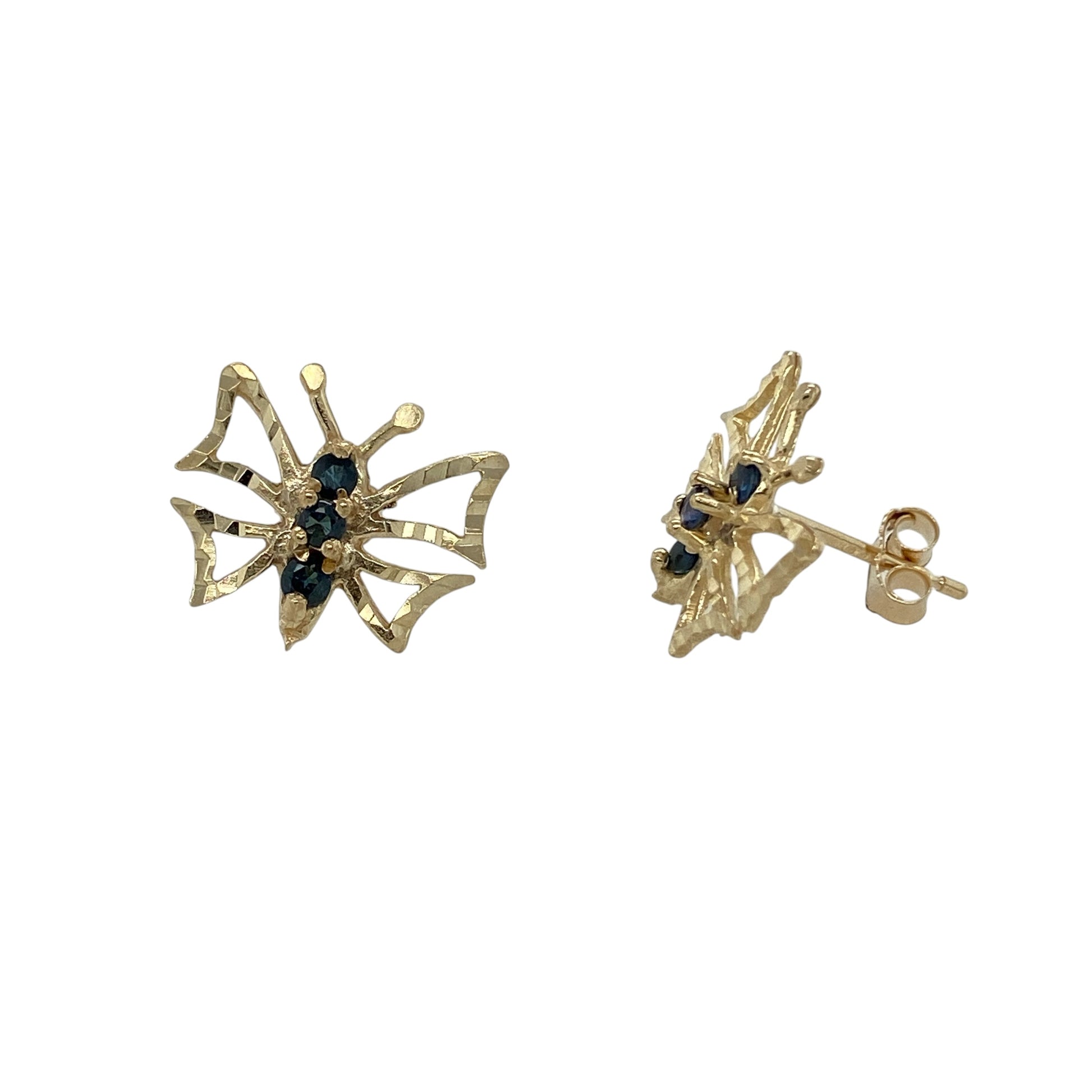 9ct Gold & Sapphire Butterfly Stud Earrings