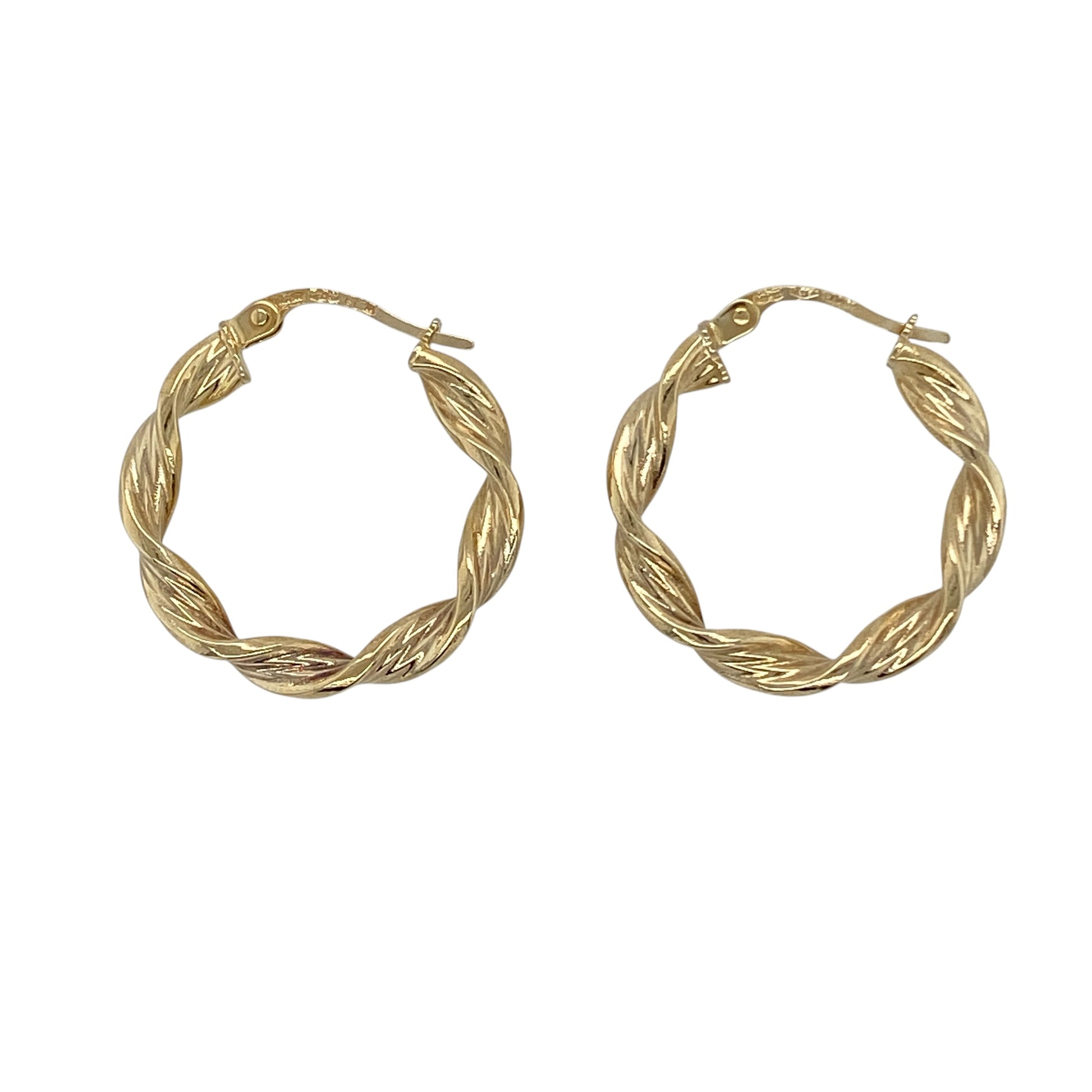 9ct Gold Twisted Hoop Creole Earrings