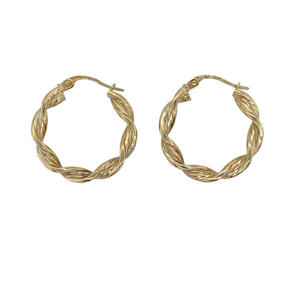 9ct Gold Twisted Hoop Creole Earrings
