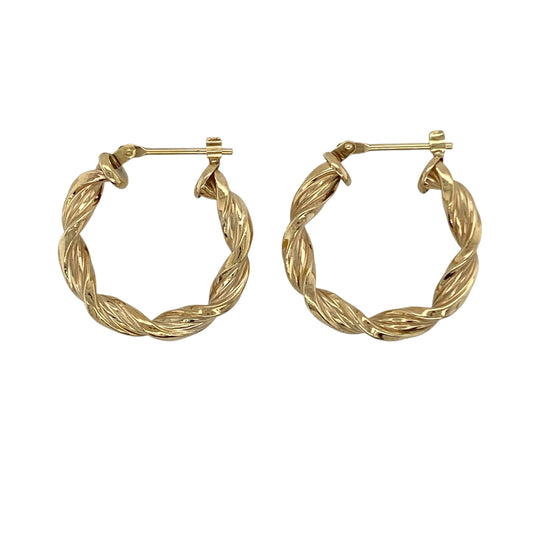 9ct Gold Twisted Hoop Creole Earrings