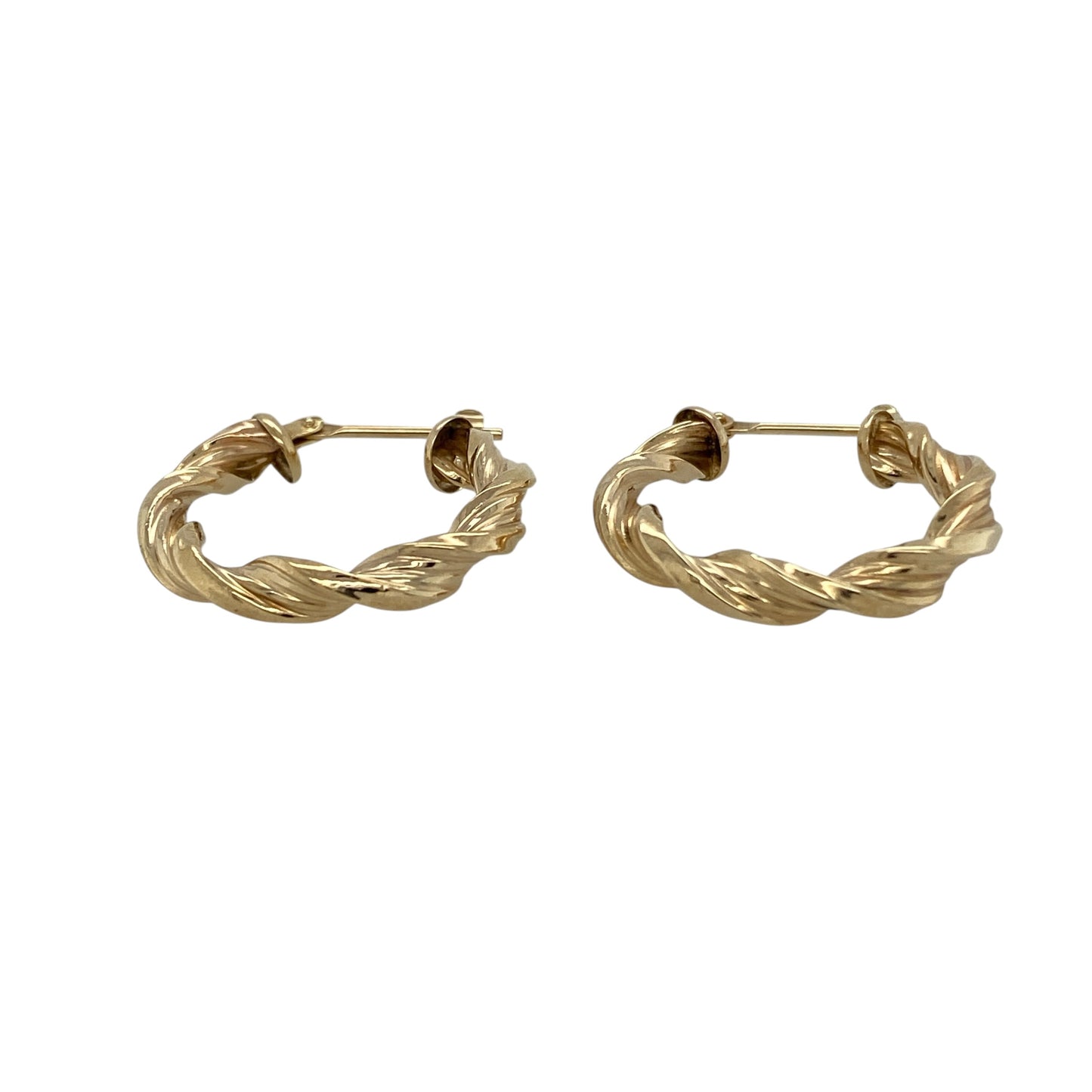 Add timeless style to your jewellery collection with these pre-owned 9ct yellow gold twisted hoop Creole earrings, featuring an elegant twisted design that offers a modern take on a classic hoop—perfect for everyday wear or dressing up any outfit.

Design: The earrings feature a traditional Creole hoop silhouette with an attractive twisted finish, creating beautiful texture and light-catching detail for a refined and versatile look.