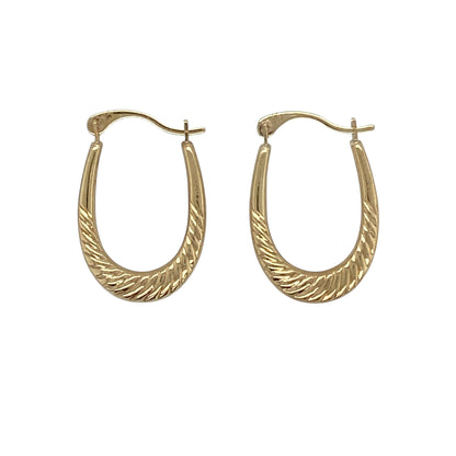 9ct Gold Twisted Oval Creole Earrings