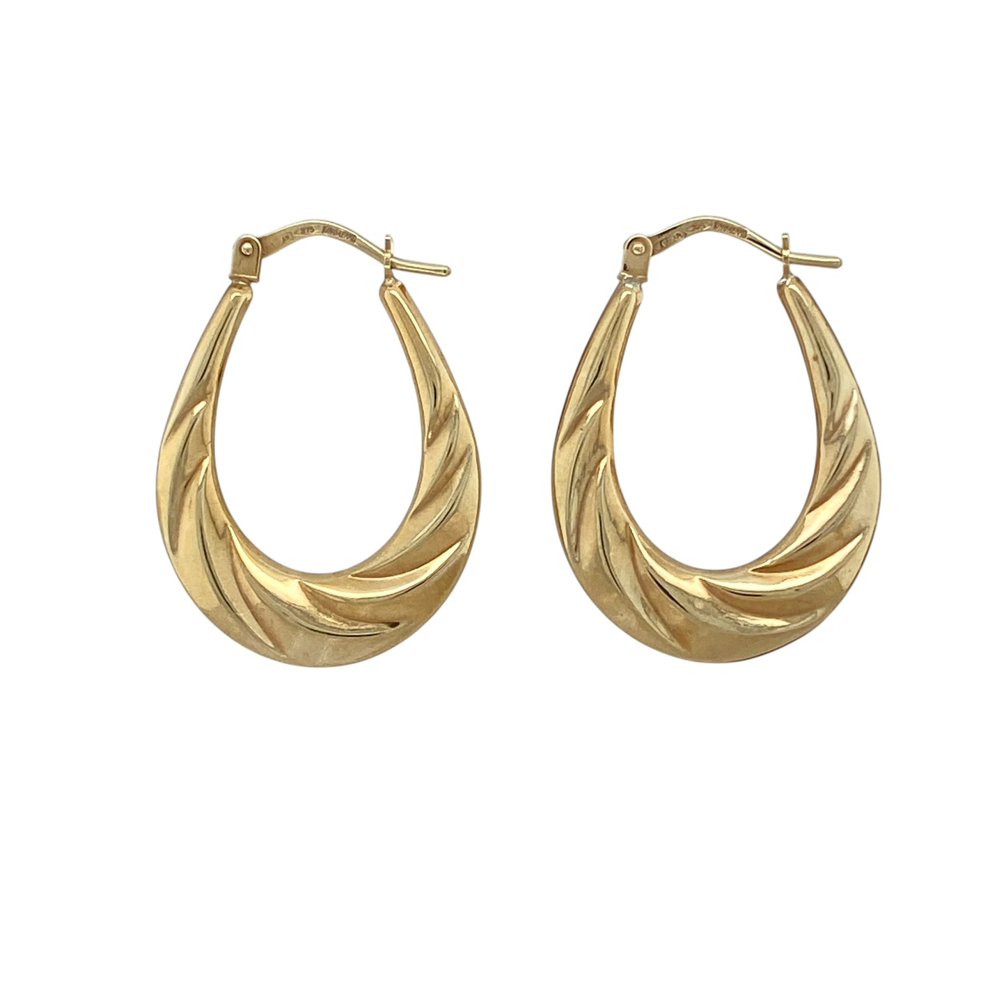 9ct Gold Twisted Oval Creole Earrings