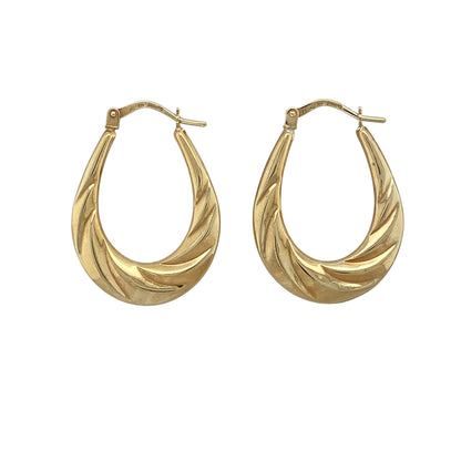 9ct Gold Twisted Oval Creole Earrings