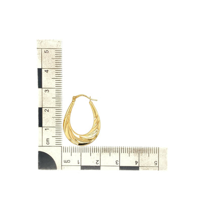 9ct Gold Twisted Oval Creole Earrings