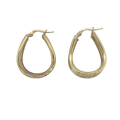 9ct Gold Three Strand Wave Creole Earrings