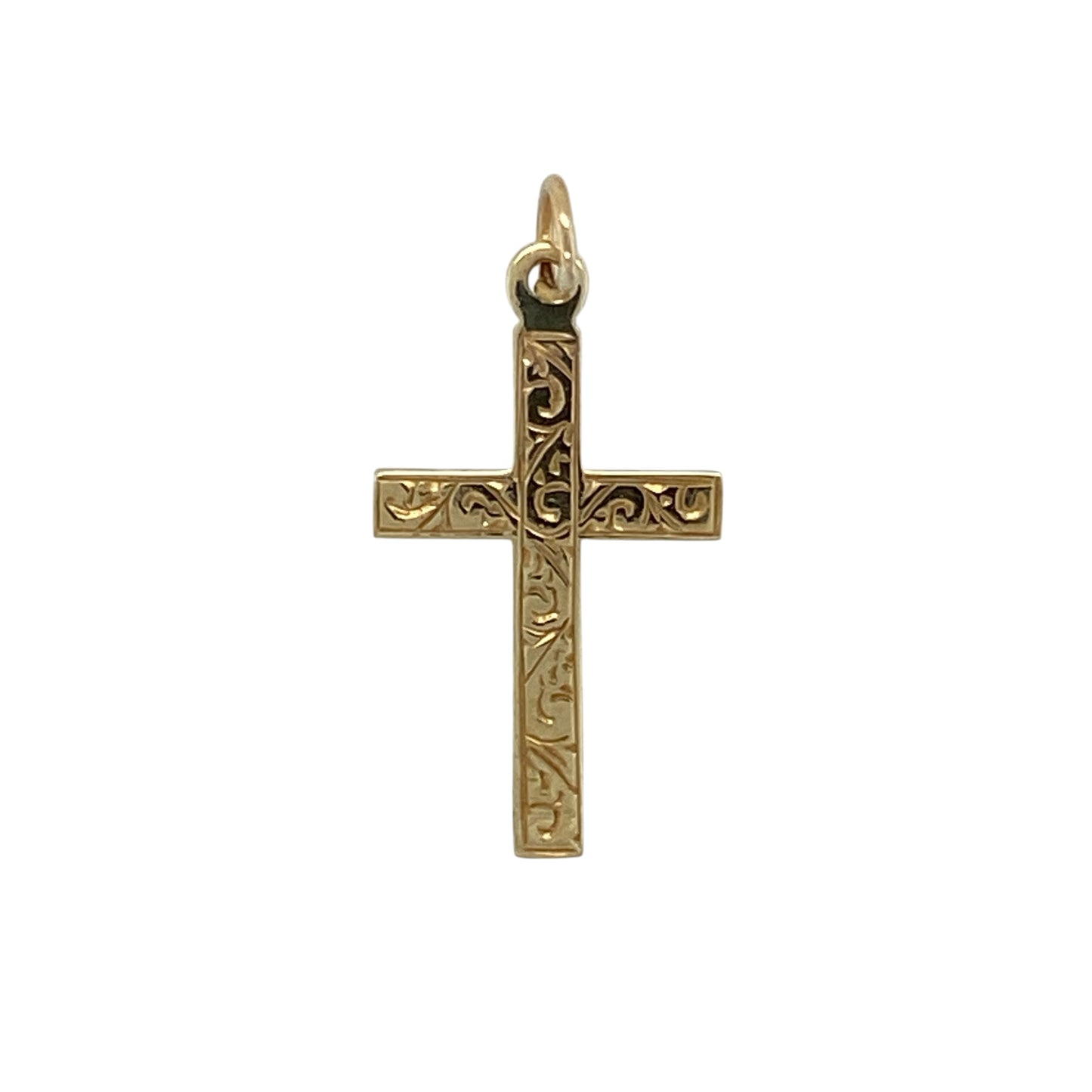 9ct Gold Patterned Cross Pendant